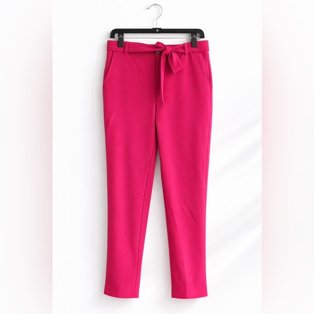 Nicole Miller Vibrant Red Belted Trousers